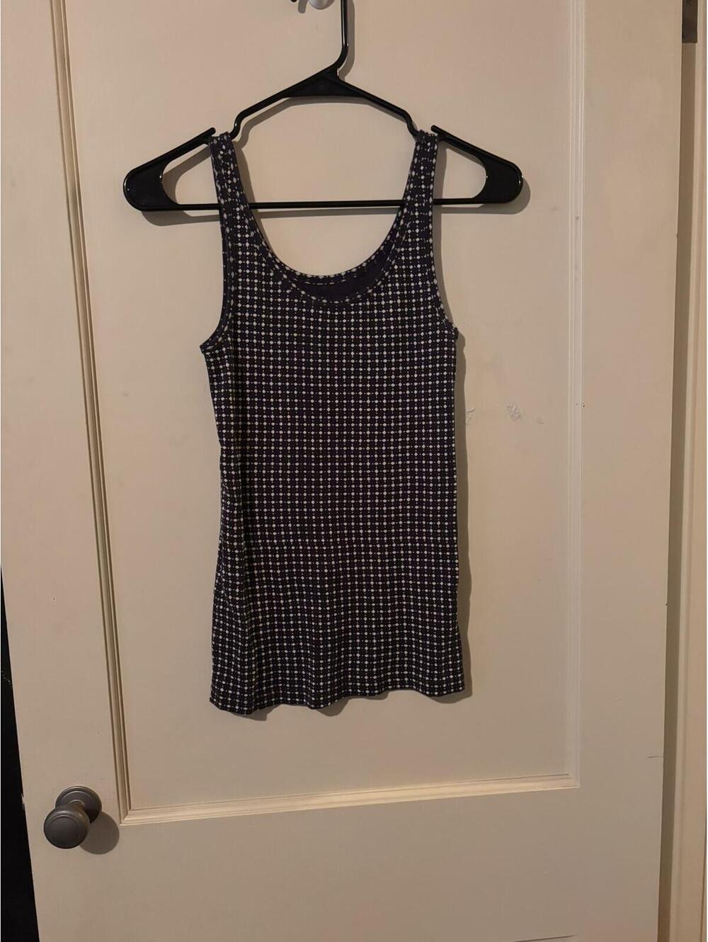 LOFT Live in Love Navy and White Printed Tank Top Size S